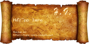 Hápp Imre névjegykártya